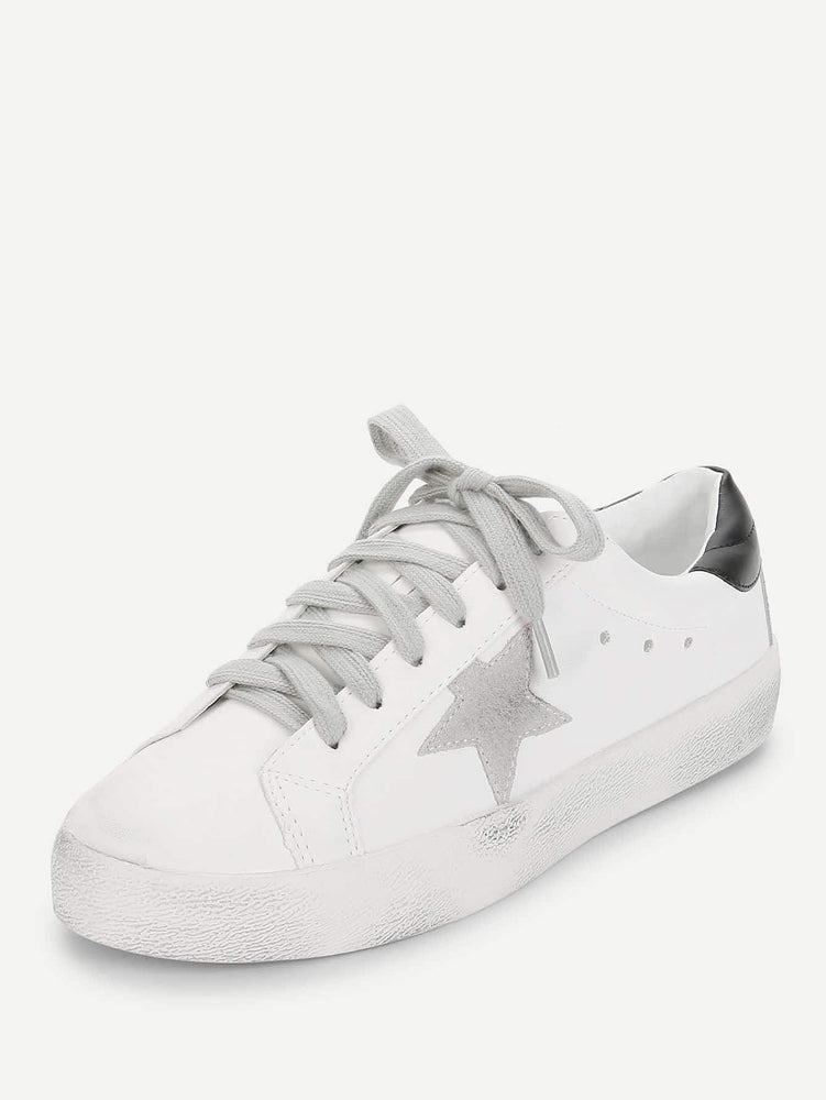 Star Patch Lace Up Splice Sneakers