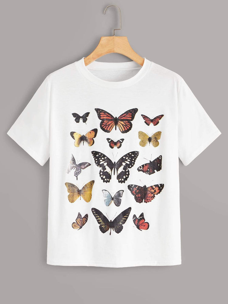 Butterfly Print Short Sleeve Tee