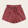 Striped Tie Front Paperbag Shorts