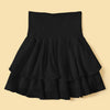 Solid Shirred Layered Ruffle Skirt