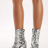 Snakeskin Print Chunky Heel Side Zipper Boots