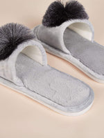 Pom Pom Decor Fluffy Slippers