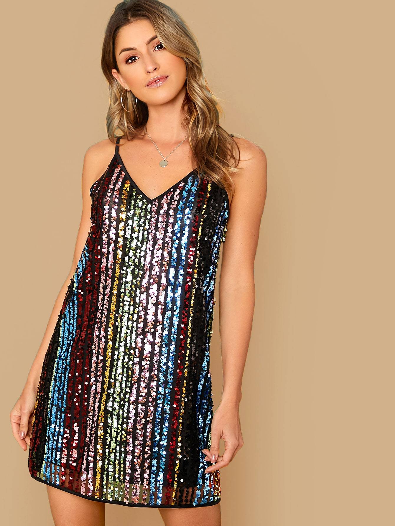 sequin slip dress Light Purple neckline and delicate spaghetti straps Reiss - Silver Sequin Maxi