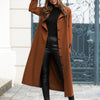 Solid Button Through Belted Longline Trench Coat