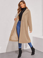 Notched Collar Single Buttoned Teddy Coat