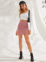 Dalmatian Print Split Hem Mini Skirt