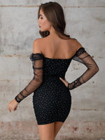 double crazy square neck contrast sequin mesh bodycon dress Double Crazy Blue Square Neck Contrast Sequin Mesh Bodycon Dress - Women's Fashion - by Alaok Fashion