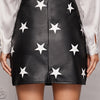 Star Print PU Leather Mini Skirt