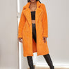Neon Orange Notched Collar Teddy Coat